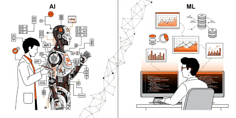 Side-by-side comparison of AI engineer and ML engineer roles