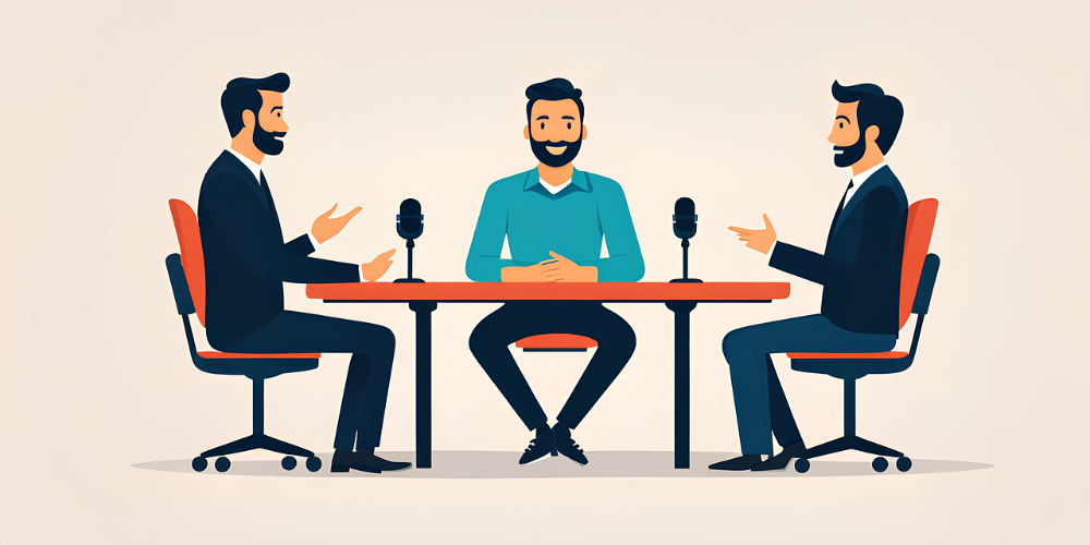 A practice mock interview in progress with a friend acting as interviewer