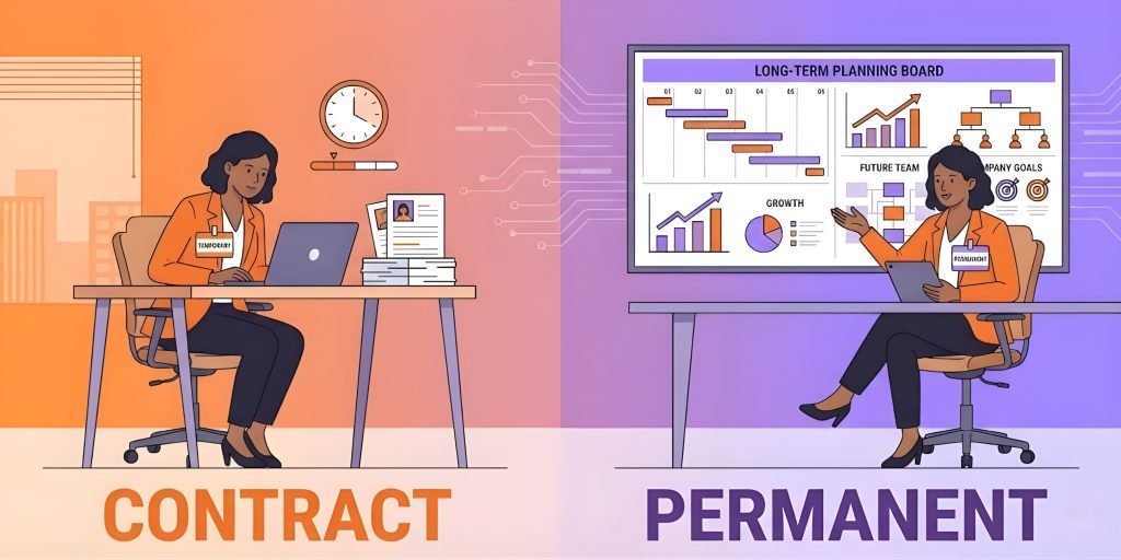 Comparing contract and permanent recruiter roles side by side